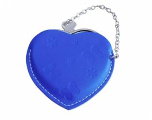 Heart Hand Mirror with Leather Pink Case-Dark Blue