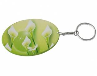 Oval Plastic Keychain 57*82mm(Color Edge)-Light Green