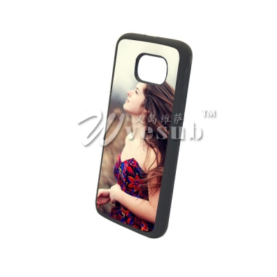 High Quality Customized Logo TPU Sublimation Samsung Galaxy S6 Cover with Alu Insert-Black