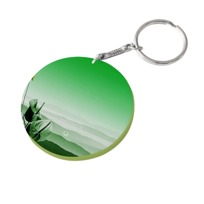 60mm Thick Round Plastic Keychain(Color Edge)-Light Green