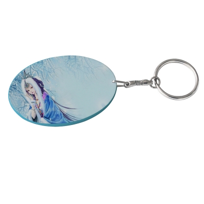 Oval Plastic Keychain 48*68mm(Color Edge)-Light Blue