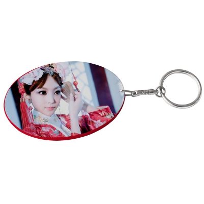 Oval Plastic Keychain 57*82mm(Color Edge)-Red