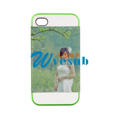 2 in 1 3D iPhone 4/4S Frosted Card Insert Cover-Green