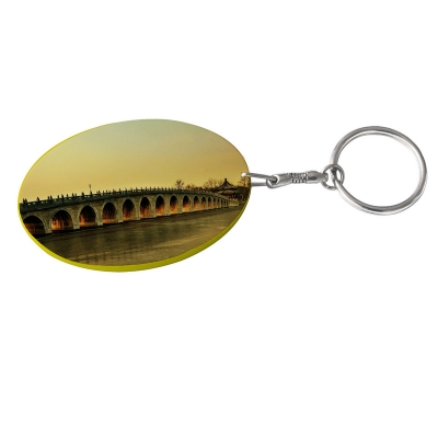 Oval Plastic Keychain 48*68mm(Color Edge)-Yellow