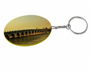 Oval Plastic Keychain 48*68mm(Color Edge)-Yellow