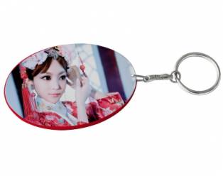 Oval Plastic Keychain 57*82mm(Color Edge)-Red