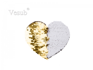 Flip Sequins Adhesive Black Base (Heart, Gold W/ White)