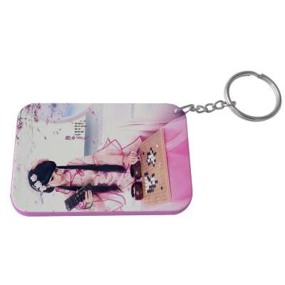 Rectangular Plastic Keychain 57*82mm(Color Edge)-pink