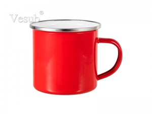 12oz Enamel Mug w/ Flat Bottom-Red