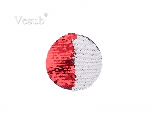 φ19cm Flip Sequins Adhesive White Base (Round, Red w/ White)