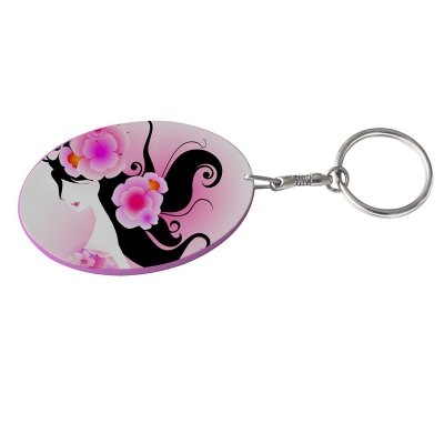 Oval Plastic Keychain 48*68mm(Color Edge)-Pink