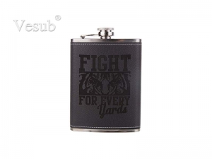 8oz Stainless Steel Flask with PU Cover (Black)