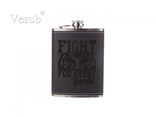 8oz Stainless Steel Flask with PU Cover (Black)