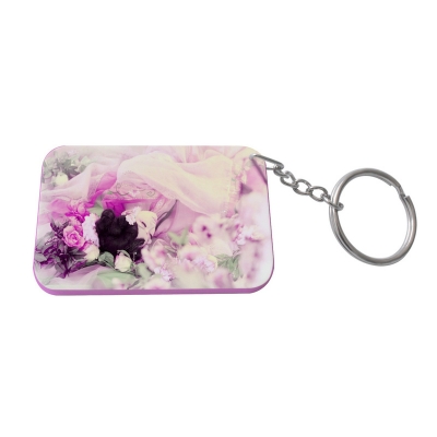 Rectangular Plastic Keychain 48*68mm(Color Edge)-Pink