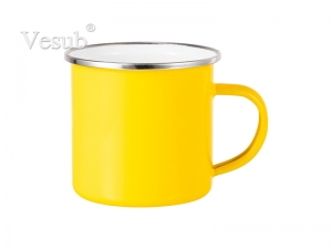 12oz Enamel Mug w/ Flat Bottom-Yellow