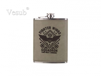8oz Stainless Steel Flask with PU Cover (Rawhide)