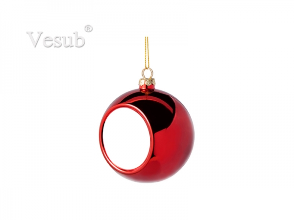 8cm Plastic Christmas Ball Ornament (Red)