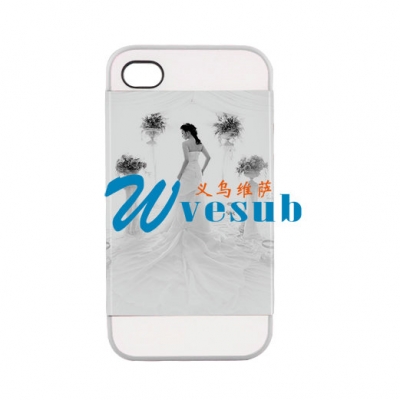 2 in 1 3D iPhone 4/4S Frosted Card Insert Cover-White