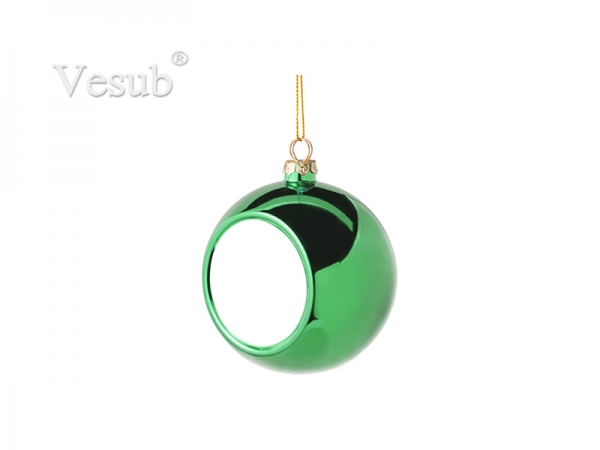 8cm Plastic Christmas Ball Ornament (Green)