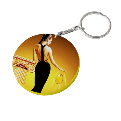60mm Thick Round Plastic Keychain(Color Edge)-Yellow