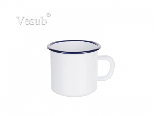 17oz/500ml Enamel Mug with Blue Rim