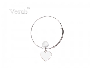 Adjustable Photo Bracelet W/ Round Insert (One Heart)
