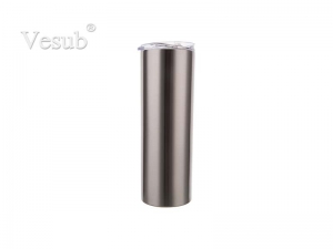 20oz/600ml Stainless Steel Tumbler with Straw &amp; Lid (Silver)