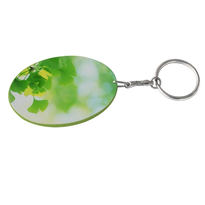 Oval Plastic Keychain 48*68mm(Color Edge)-Light Green