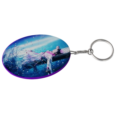 Oval Plastic Keychain 57*82mm(Color Edge)-Purple