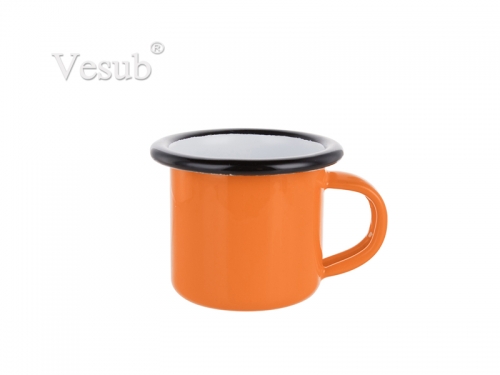 3oz/100ml Enamel Mug (Orange, Black Edge)
