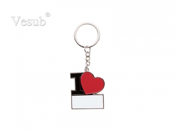 Sublimation Keychain with Red Heart (I Love)