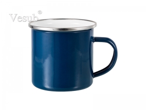12oz Enamel Mug w/ Flat Bottom-Dark Blue