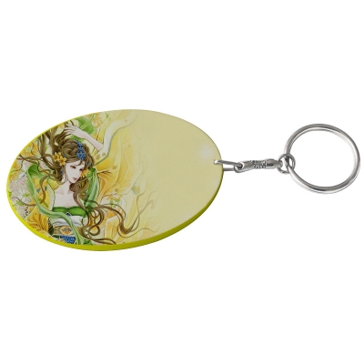 Oval Plastic Keychain 57*82mm(Color Edge)-Yellow