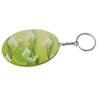 Oval Plastic Keychain 57*82mm(Color Edge)-Light Green