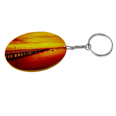Oval Plastic Keychain 48*68mm(Color Edge)-Orange