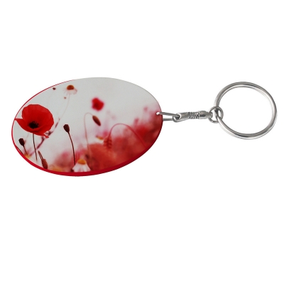 Oval Plastic Keychain 48*68mm(Color Edge)-Red