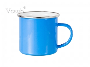 12oz Enamel Mug w/ Flat Bottom-Light Blue